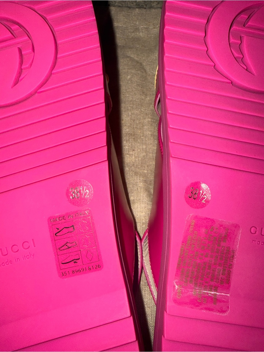 Gucci Calfskin Elizabeth Nappa Charlotte Logo Slingback Sandals 38.5 Fuchsia - Picture 5 of 15